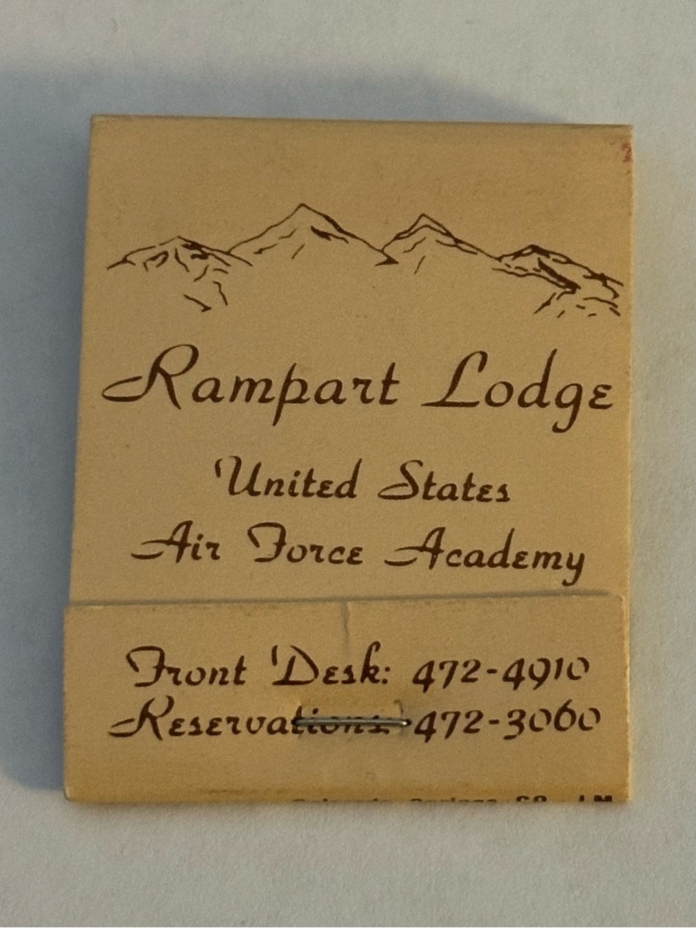 Vintage Matchbook Rampart Lodge Air Force Academy USAF Colorado CO Military Inn